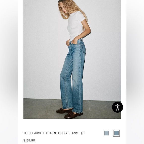 Zara High Rise Straight Leg Jeans - Light Blue - Picture 1 of 4